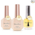 MelodySusie No Wipe Glossy Top Coat Base Coat Cuticle Oil Set Long Lasting Shine Finish Soak Off UV LED Nail Lamp Nail Art Design Manicure Kit Perfect Gifts for Women Girls 3 Pcs 15ml