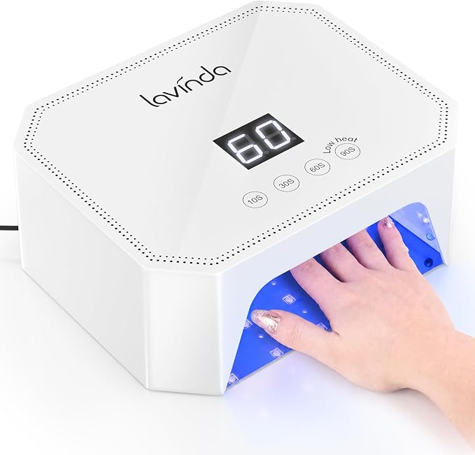 Lavinda 54W Corded UV LED Nail Lamp for Gel Nails - Plug-in Professional Nail Dryer with Fast Curing, 4 Timers, Touch Screen, Compatible with All Gel Polishes (White)