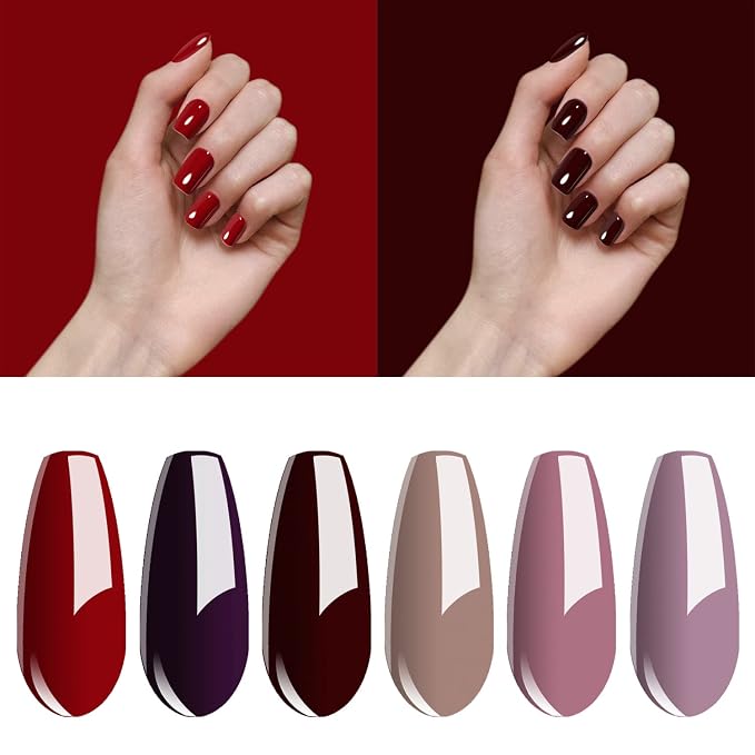 Gel Nail Polish Starter Kit - Vishine 6 Corals Colors Gel Polish Set Base Top Coat, 36W LED Nail Dryer Lamp with Full DIY Gel Manicure Nail Tools 8ml #C022