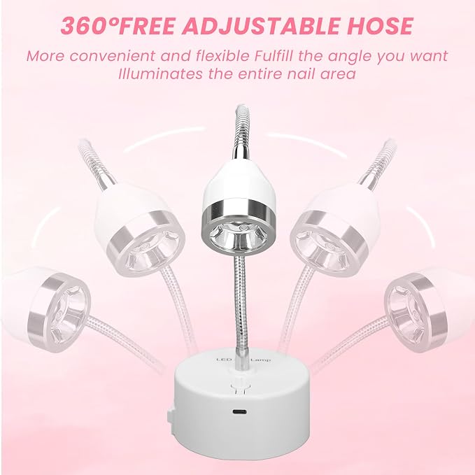 Touch Switch Gel x Lamp, 9W Cordless Flash Cure Lamp with 60s Timer | Portable Rechargeable Gooseneck UV Lamp for Gel x Nails, Quick Drying UV/LED Nail Lamp for Gel Nails, Home & Salon Use