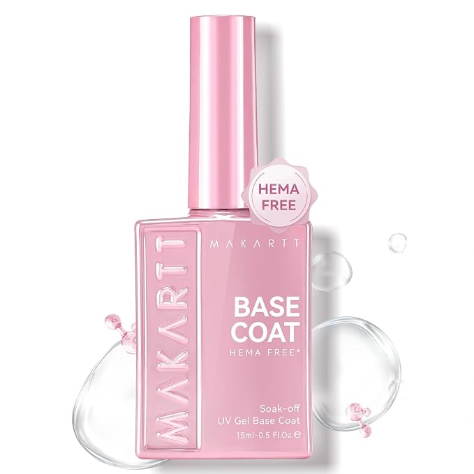 Makartt Hema-Free Gel Base Coat 15ML Upgraded Mild Formula | TPO-Free, Long Lasting, Clear Gel Polish Soak Off UV LED Lamp Needed, No More Damaged Nails, for Home DIY Gift Salon