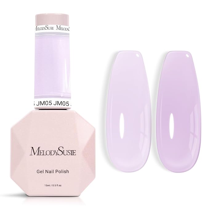 MelodySusie Milky Gel Nail Polish, 0.5Fl Oz Jeweliver Gel Polish Milky White Purple Pastel Color Soak Off UV LED Light Cure Spring Summer Colors Manicure Nail Art DIY at Home JM05