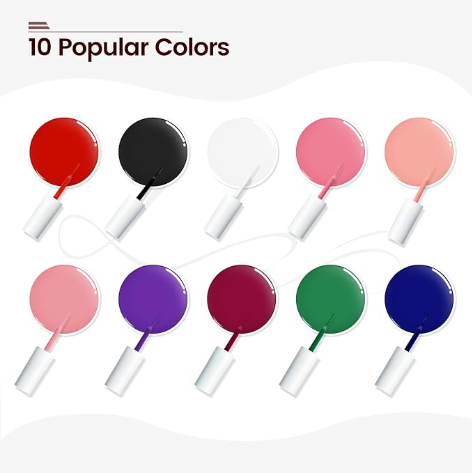 JODSONE 10pcs Nail Art Gel Liner Set,3D Nail Art Pens Effect for Fine Lines,Thin Brush Detail Polish,DIY Painted Nails at Home Salon,Liner Gel Nail Polish for Girls & Women