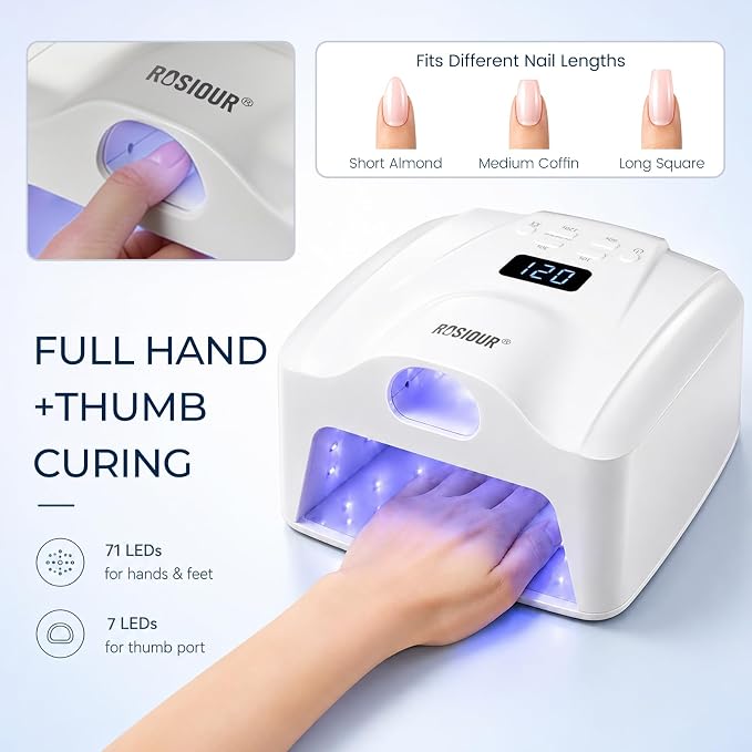 Dual Port UV LED Nail Lamp with Thumb Slot, 72W UV Light for Gel Nails | Professional Gel Polish Finger Lamp, 78 LEDs, Auto Sensor, 4 Timers, LED Display, Salon Home, Non-rechargeable, ComeUV L8