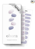 ohora Semi Cured Gel Nail Strips (N Afterglow) - Blue, Glitter, Works with Any UV/LED Lamps, Salon-Quality, Long Lasting, Easy to Apply & Remove - Includes 2 Prep Pads, Nail File & Wooden Stick
