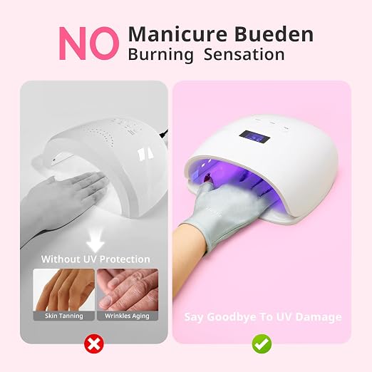 AIRSEE UV Gloves for Nail Lamp,Professional UPF50+ UV Protection Gloves for Manicures Nail Art,Fingerless Gloves That Shield Skin from The Sun and Nail Lamp (Mint Green)