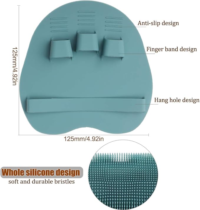 1 Pack Soft Silicone Shower Brush, Body Scrubber Exfoliating Skin Massage | Body Wash Bath Dry Skin Brushing Glove Loofah, Fit for Sensitive and All Kinds of Skin(Eucalyptus Green)