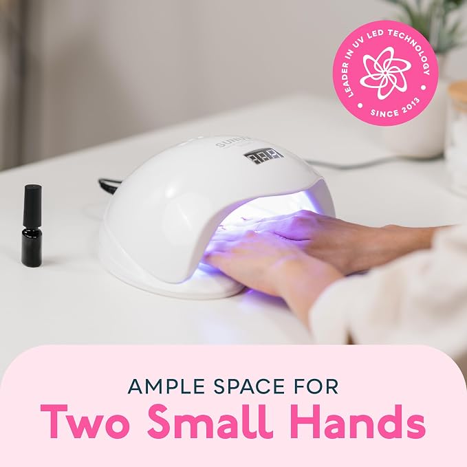 UV LED Nail Lamp, Upgraded UV Light with 4 Timer,Digital Display SUN5plus | 10/30/60/90s Timer UV Light for Gel Nails, Over-Temperature Protection,Smart Sensor Larger Chamber with Removable Base