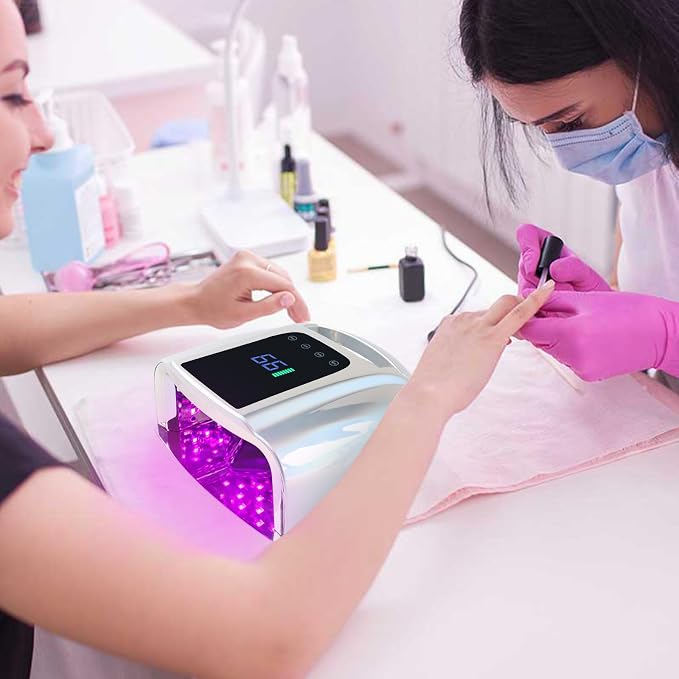96W Rechargeable UV LED Nail Lamp, Cordless UV Light for Nails with LCD Display Auto Sensor, 4 Timer Setting and Smart Sensor Nail Dryer,Nail Cure Light with Removable Bottom(Sliver)