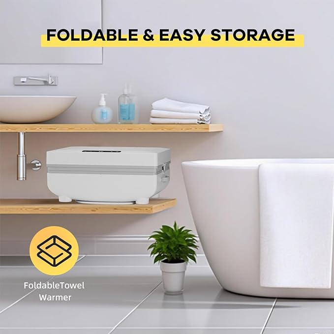 Large Towel Warmer for Bathroom Heated Towel Warmers Bucket, Auto Shut Off, Wood Handle, Fits 6 Oversized Towels, Bathrobes, Blankets, Clothes, for Spa, for Mother's Gifts
