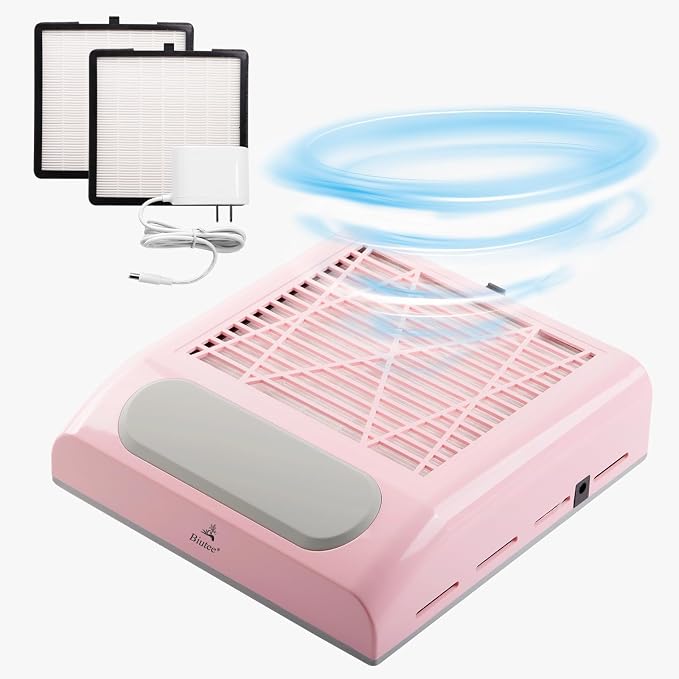 Biutee Nail Dust Collector 80W Nail Vacuum Dust Fan Nail Dust Extractor | 2 Reusable Filters, 80W Suction, Low Noise, High-efficiency Heat Dissipation, for Manicure Salon & Home