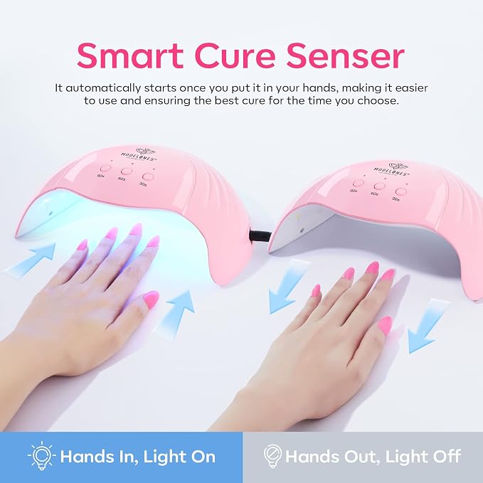 Modelones UV Nail Lamp 48 W Nail Dryer with 3 Timer Settings | UV Light for Gel Nails LED Nail Lamp Professional UPF99+ UV Protection Gloves for Art Manicure