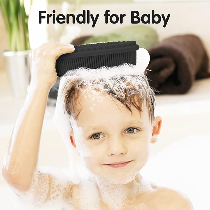 3 Pack Silicone Body Scrubber, Soft Silicone Loofah Exfoliating Body Scrubber, Silicone Body Brush Bath Shower Scrubber for Body, 2 in 1 Bath and Shampoo Wash Brush for Skin Exfoliation Men Women