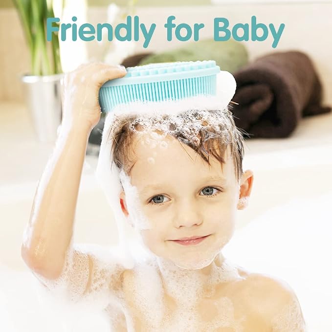 3 Pack Silicone Body Scrubber, Soft Silicone Loofah Exfoliating Body Scrubber, Silicone Body Brush Bath Shower Scrubber for Body, 2 in 1 Bath and Shampoo Wash Brush for Skin Exfoliation Men Women