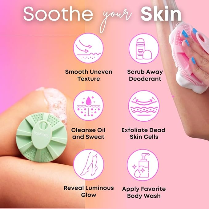 Beauty Gift Set - Silicone Spa Kit for Face & Body (Sage Green) | Includes Water Catching Wristbands, Body Scrubber, Face Buffer, & Scalp Exfoliator, Trendy Self-Care Gift for Teens & Women