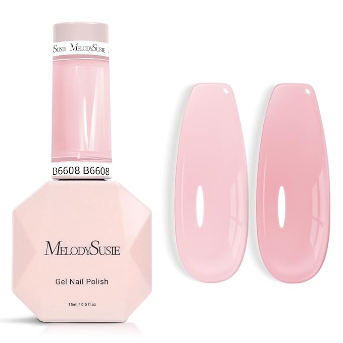 MelodySusie Jeweliver Gel Nail Polish, 0.5Fl.oz light Fairy Floss Gel Polish Pink Color Soak Off UV LED Light Cure Gift for Women Manicure Nail Art DIY at Home B6608
