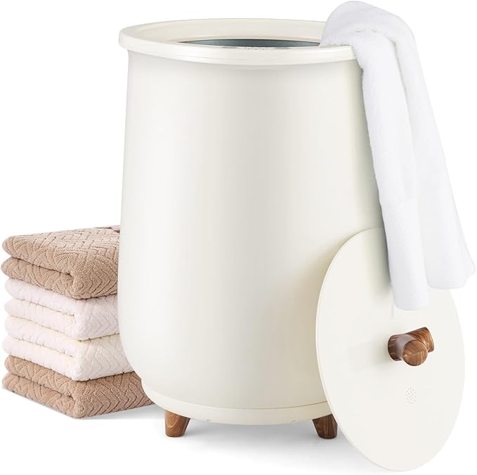 S AFSTAR 23L Towel Warmers for Bathroom - Large Luxury Towel Warmer Bucket with 3 Heat Modes, 4 Timer Settings, Fragrance Disc Holder, Auto Shut Off, Towel Heater for Blankets, Bathrobes (Light Grey)