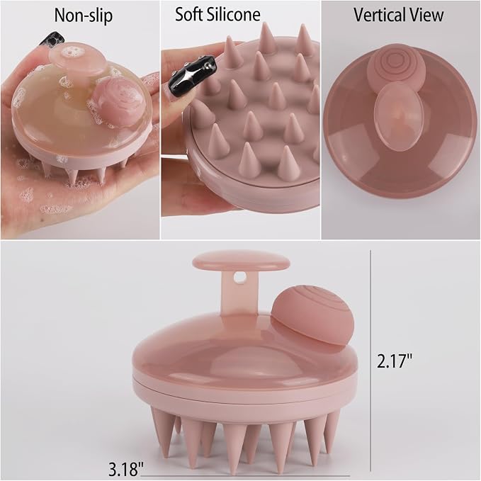 BTYMS Hair Scalp Scrubber Shampoo Brush with Dispenser, Silicone Scalp Massager Exfoliating Brush for Dandruff Removal