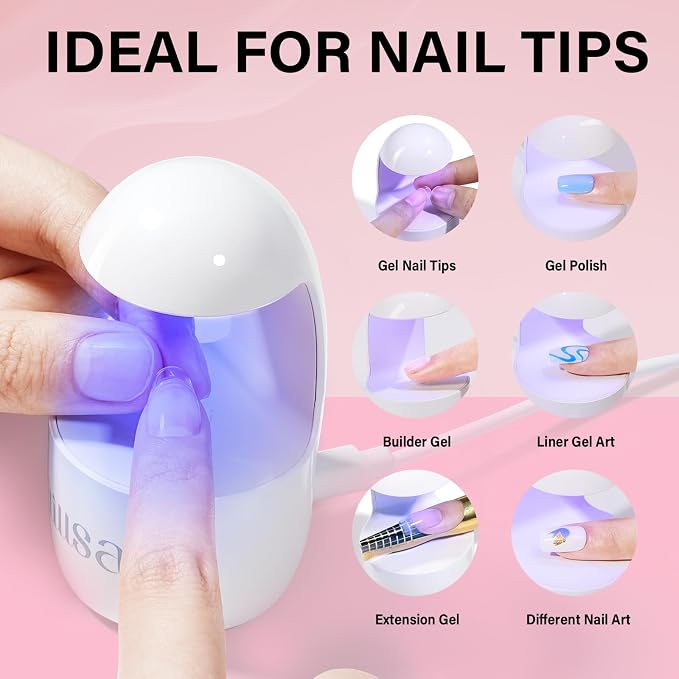 AILLSA Gel Nail Kit Solid Gel Nail Glue for Nail Tips with Nail Lamp | Upgrade Glue Gel for Fake Tips Press on Nails, Nail Extensions Kit with Portable Nail Lamp for Beginners