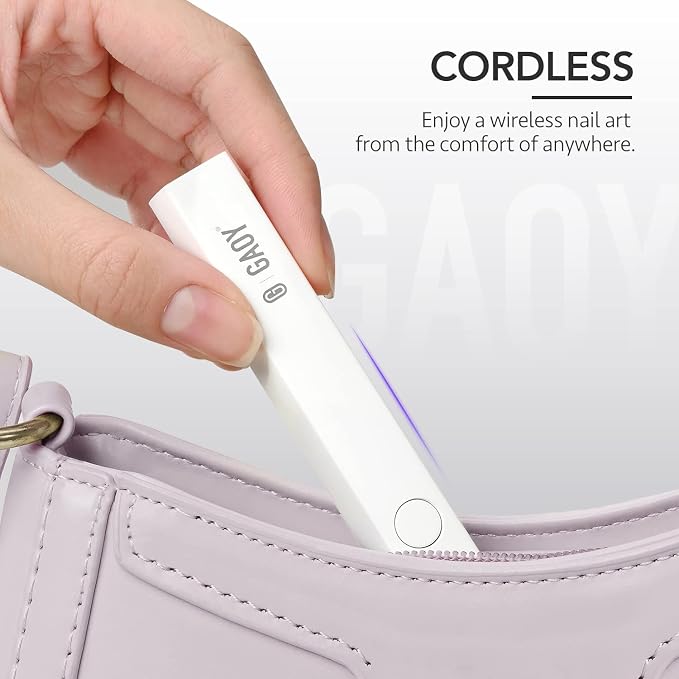 GAOY Handheld UV Light for Gel Nails, Cordless Nail Lamp, White | Fast Curing, Rechargeable, Perfect for Spot Cure Nail Art & Quick Repairs, Portable Travel Manicure, DIY at Home
