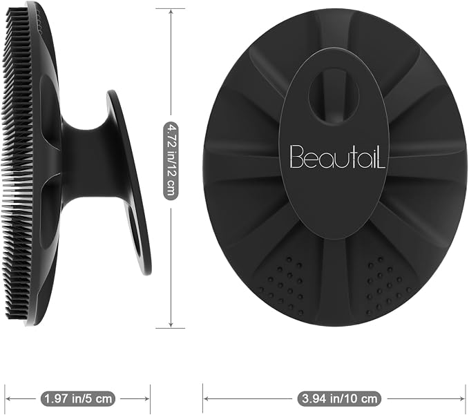 Silicone Body Scrubber, BEAUTAIL Gentle Exfoliating Brush on Sensitive Skin | Soft Shower Scrubber for Body, Hygienic Silicone Loofah, Bathroom Essentials Brush for Women, Men & Kids, 1-Pack, Black