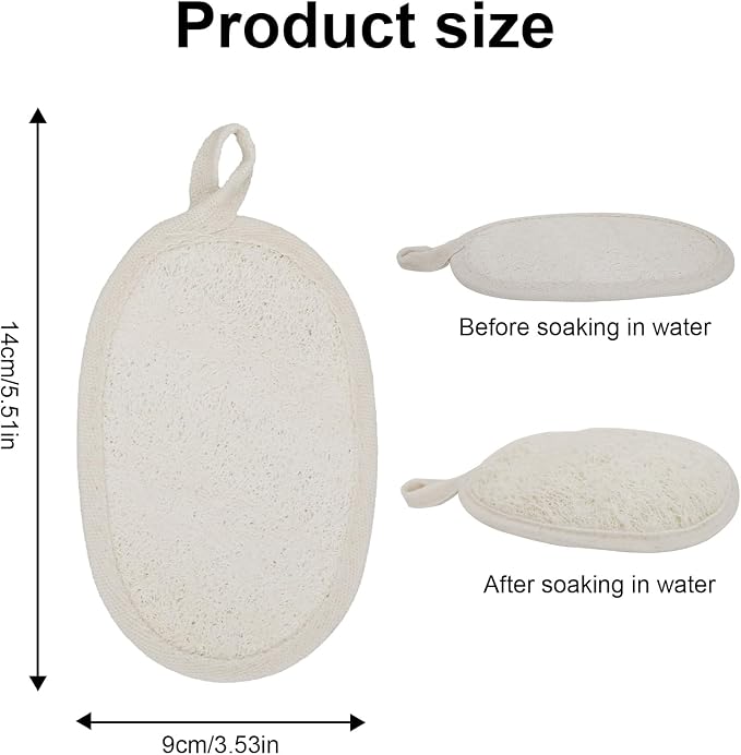Natural Loofah Body Scrubber (3-Pack), Organic Luffa Exfoliating Bath Sponge for Women and Men, Soft & Eco-Friendly Shower Scrub for All Skin Types