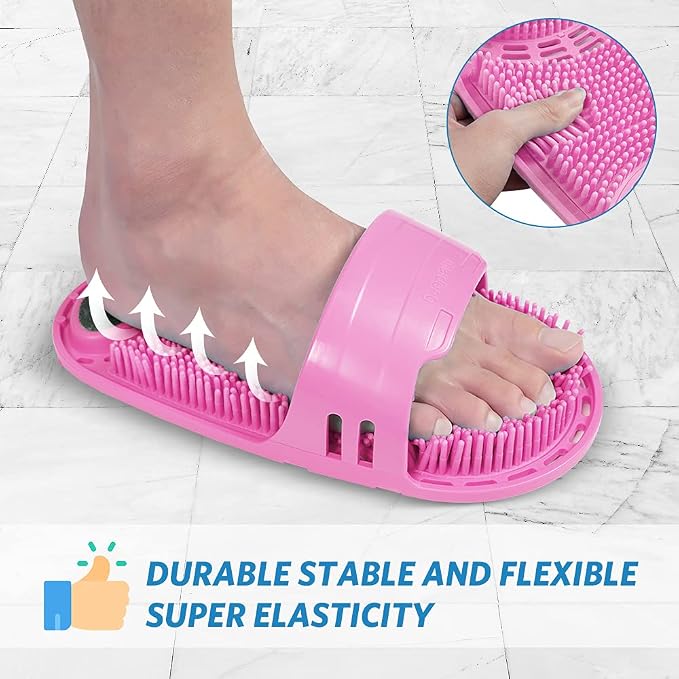 Silicone Shower Foot Scrubber Personal Foot Massage and Cleaning, Non-Slip Foot Scrubber for Men and Women (1PCS Pink)
