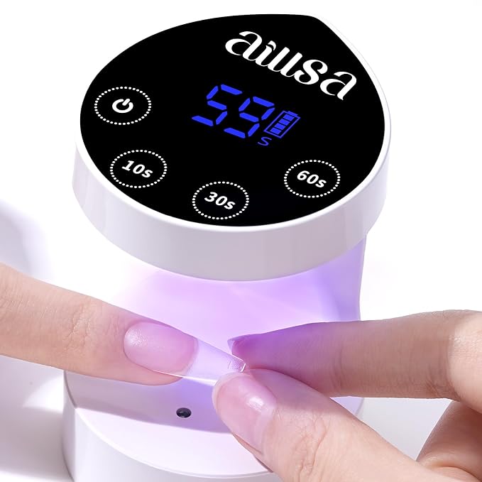 AILLSA UV LED Nail Lamp, Wireless UV Light for Gel Polish | Rechargeable Portable Mini Nail Dryer with Smart Auto Sensor & 4 Timers for DIY Home Salon Manicure