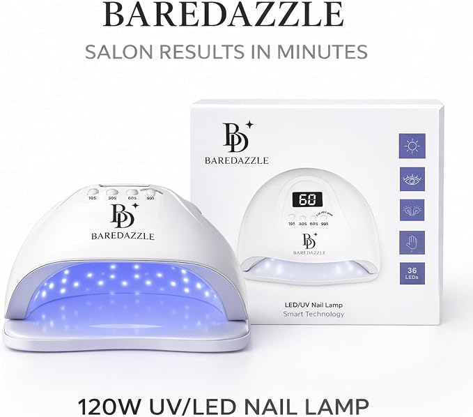 120W UV LED Nail Lamp for Gel Nails – Professional Nail Dryer with 4 Timers, LCD Display, Auto Sensor & Low Heat Mode – Removable Base, 36 LED Beads