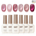 GAOY Pink Cat Eye Gel Nail Polish Set 6 Colors with Magnet, Crush Worthy | Valentine's Date Night Nails, Sweet & Spicy, Glass Holographic Glitter, Salon Gel Manicure Pedicure, UV Lamp Required
