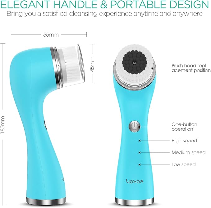 VOYOR Electric Body Brush Back Scrubber for Shower - Facial Cleansing Brush Rechargeable, Spin Face Brush Waterproof 5-in-1 Body Brush Set for Deep Skin Cleansing