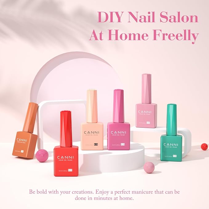 CANNI 9ML Gel Nail Polish Set, 6 Vibrant Shades UV LED Soak Off Gel Polish | Smooth Application • Highly Pigmented • Glossy Finish • Long-Lasting Wear • Nail Art • Salon DIY Manicure • Easy Application