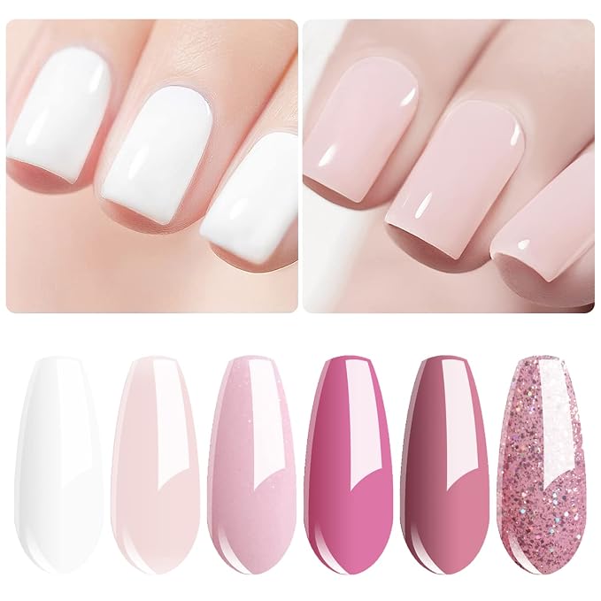 Vishine Gel Nail Polish Starter Kit with 48W SUNOne UV LED Nail Lamp Speed Dryer Manicure Tools 6 Pretty Colors Gel Polish Base and Top Coat #01
