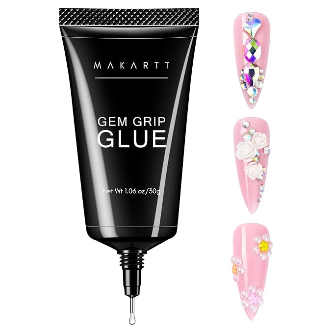 Makartt Nail Gem Glue: Precision Gel for Tiny Gems and Gap Filling 30ml | 30-Day Hold, Low Viscosity, UV/LED Cured, Gap Filling, Tiny Crystal, Caviar Beads, Nail Pearls, Small Charms, DIY Salon Use