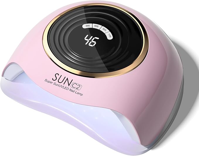 WEVILI 288W Professional UV LED Nail Lamp with 63 Beads - Fastest Gel Curing Dryer for Home & Salon, Smart Sensor, LCD Display & 4 Timers, Pink Salon-Grade Light