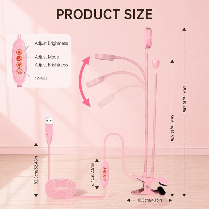 UV Nail Lamp with LED Lighting Fixtures, Single Nail Dryer | UV Light for Gel Nails, Flash Cure Nails Lamp, Gooseneck Clamp Home and Salon, 395+400nm Pink