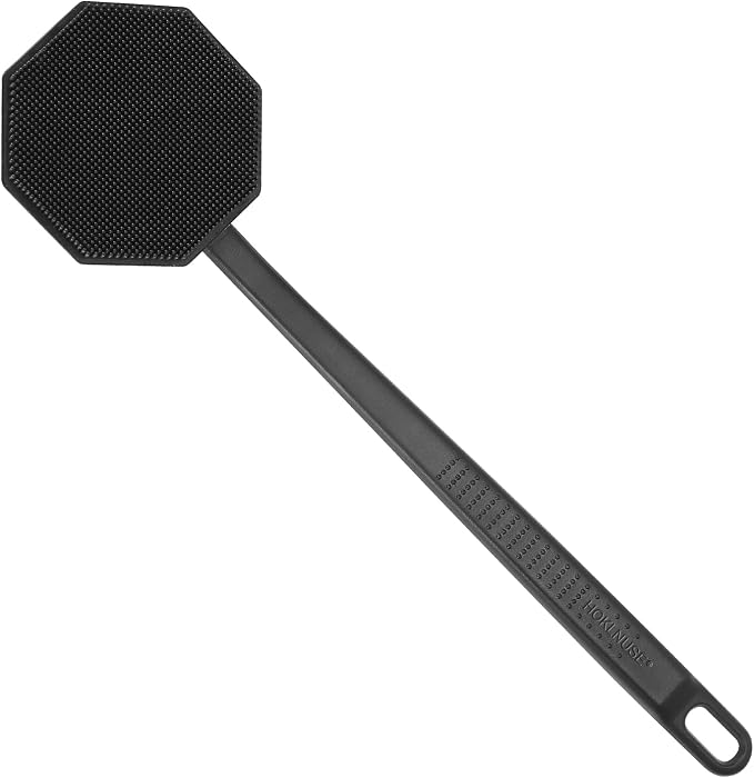 HOKLNUSE Silicone Back Scrubber with Anti-Slip Long Handle Mild Exfoliating Body Shower Brush Soap Applicator Durable Back Scratcher Bath Shower Accessories for Men Women