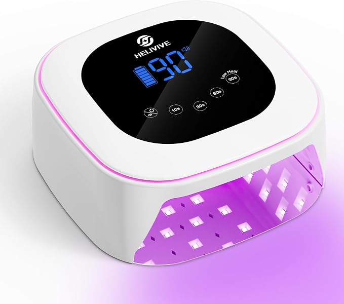 Cordless UV LED Nail Lamp, 80W Rechargeable Nail Dryer Light | 4 Timers, Atmosphere Light & Mirror Base, UV Light for All Gel Nails, Ideal for Training,Nail Art Practice,Home & Salon Use