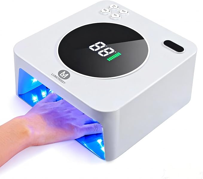 UV LED Nail Lamp Cordless 76W Rechargeable Professional 45 Beads Gel Nail Light with Touch Display, Auto Sensor 4 Timer Settings for Salon and Home