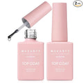 Makartt Gel Top Coat 2PCS: No Wipe, Long-Lasting Glossy Finish | Clear Nail Polish, Non-Yellowing, Pink Bottle, Soak Off with UV/LED Lamp, DIY Manicure Gift for Women