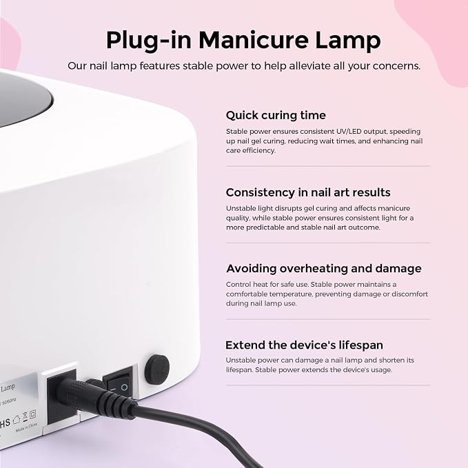 Lavinda UV Light for Nails, Plug-in 54W LED Nail Lamp for Acrylic Gel Polish Nail with Large LCD Display, Professional UV Nail Light Fast Curing Lamp Nail Dryer with 4 Timers for Women Girl Mom