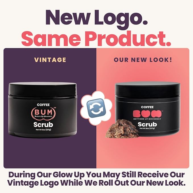 BUM Coffee Sugar Scrub for Body - Coffee Scrub Body Exfoliator with Organic Shea, Coconut Oil, Rosehip, Vitamin E & Jojoba - Moisturizing, Seductively Scented & Subtly Flavored Exfoliant (8 oz)