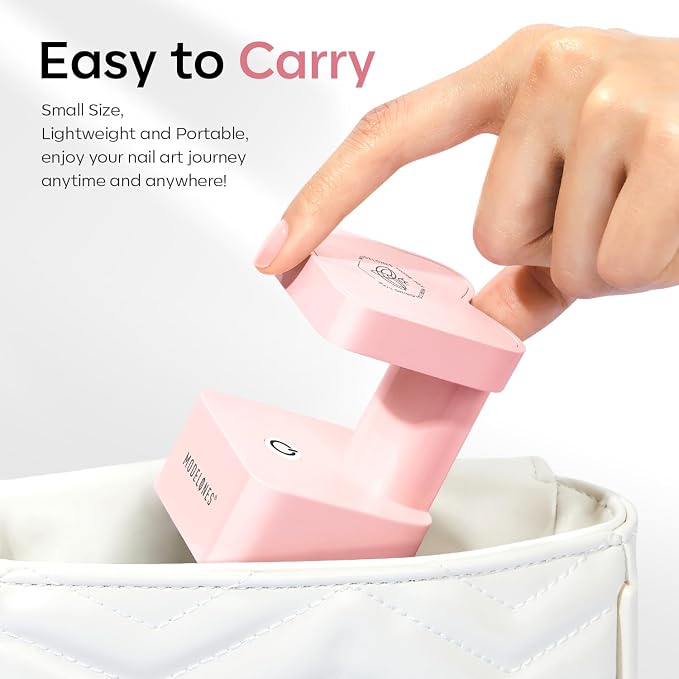modelones Mini UV Light for Gel Nails Flash Curing 2 Timers | Pink UV Light for Gel Nails Fast Extension System, Portable Manicure UV LED Light for Gel Nail Polish DIY Nail Art