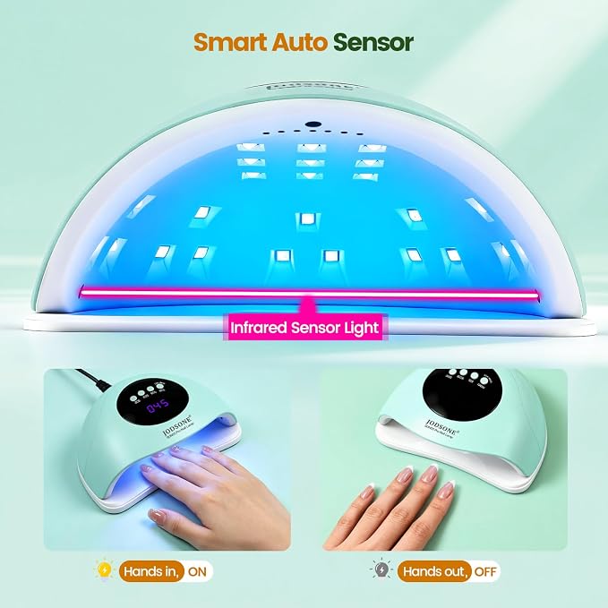 JODSONE Fast Curing U V LED Nail Dryer with 4 Timers Auto Sensor Nail Lamp Green