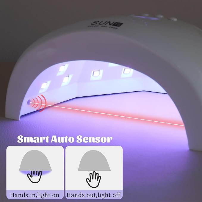 Fcozpjk UV LED Nail Lamp, 48W Nail Dryer for Gel Polish with 30 Beads 4 Timers Smart Sensor Fast Curing Home Manicure Professional Salon Nails Art Tools Supplies