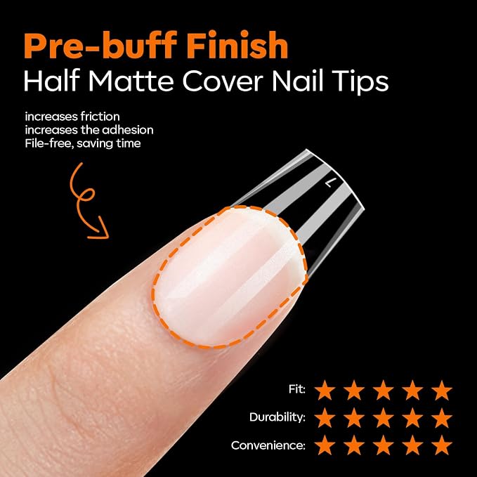 Modelones Short Coffin Nail Tips Pre-shaped Soft Gel Fake Nails False Clear | Acrylic Clear Full Cover Press on Extension Kit Gel Manicure DIY at Home 216PCS 12Sizes