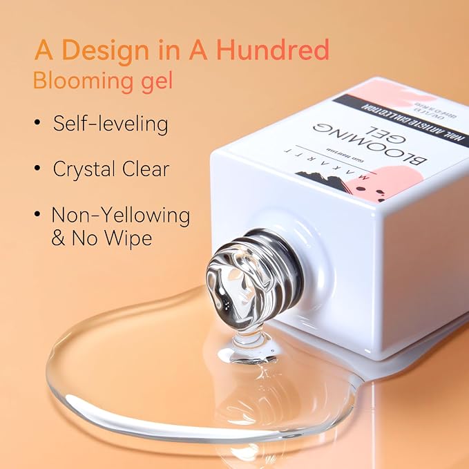 Makartt Blooming Gel & 3D Gel Nail Art Kit for DIY Nail Art Clear | Watercolor Marble Spreading Effect & 3D Drawing Molding Sculpture Gems and Decoration, UV LED Soak Off 15ml