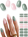 Semi Cured Gel Nail Strips (Soft Green), 20 Pcs Gel Nail Wraps, Stickers, Salon Quality, Works with Any UV Lamps