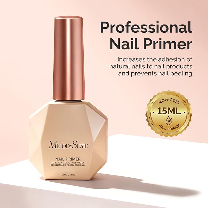 MelodySusie 15ml Nail Primer Acid-Free HEMA Free No Lift Bond for Gel Polish,Acrylic,Dip Nails,Ultra Strong Adhesion,Fast Dry Formula,Professional Nail Prep for Salon & Home Use