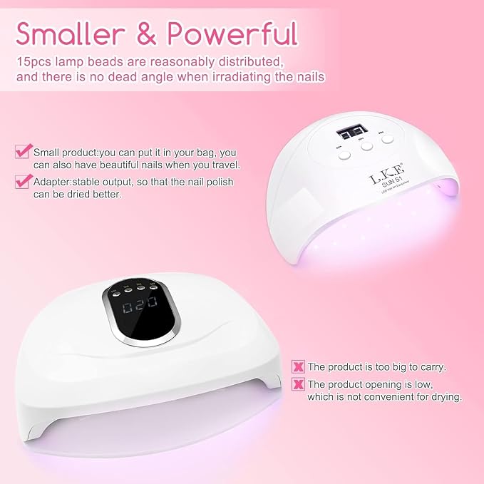 Wisdompark 72W UV LED Nail Lamp, UV Light for Gel Nails with 15 Beads Curing lamp 3 Timer Nail Dryer, LCD Display, Auto Sensor, Professional Nail Lamps for Gel Polish for Advanced DIY at Home